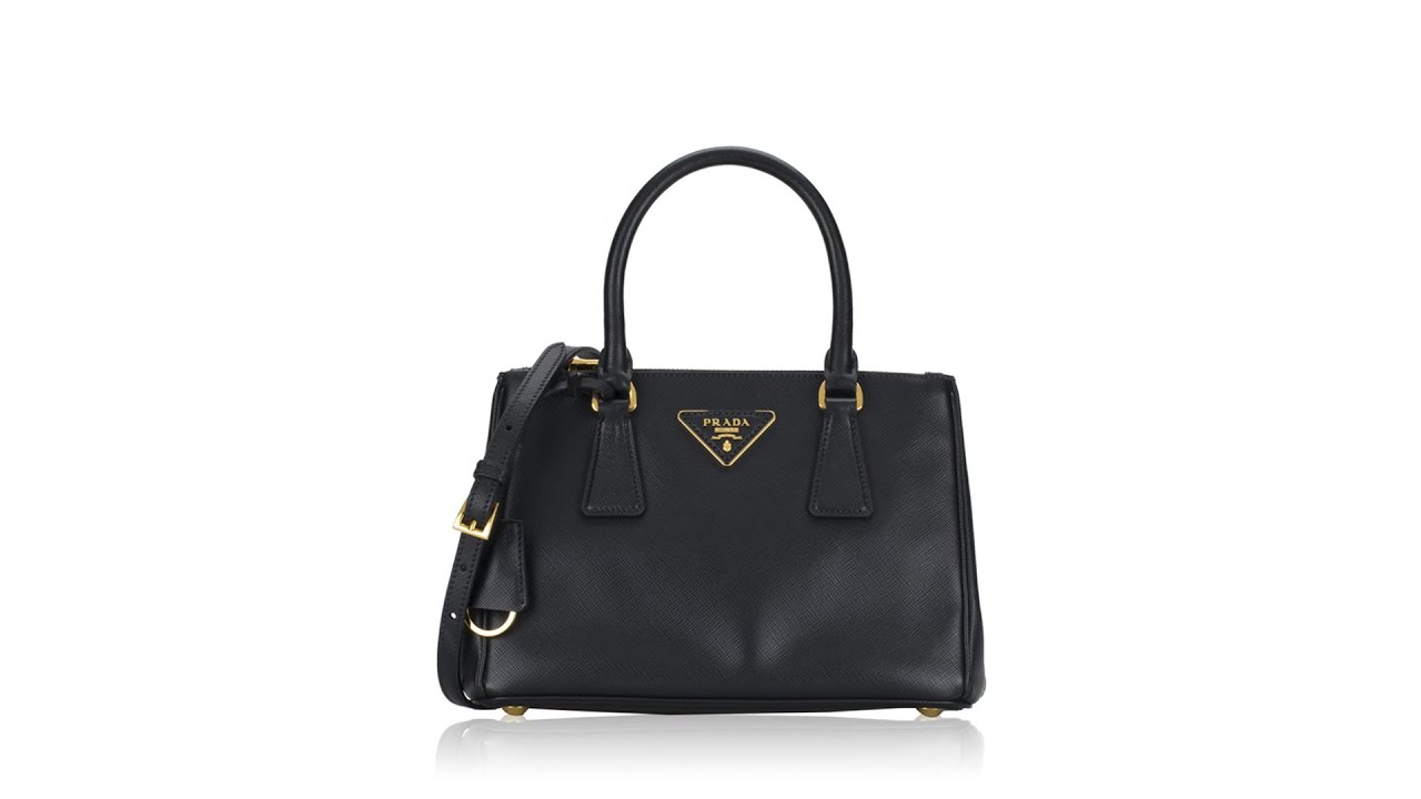 Prada 1BA896 Saffiano Lux Double Zip Mini Tote Nero
