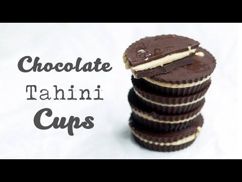 Chocolate Tahini Cups (4 ingredients) - Vegan & Gluten-free Dessert Idea
