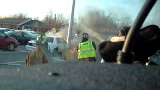 pfvfd eng21ine on a working car fire pgfd