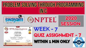 Problem solving through Programming In C - NPTEL || WEEK 7 QUIZ ASSIGNMENT SOLUTION ||