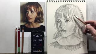 Drawing Christina Ricci in graphite