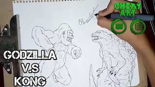 COMO DIBUJAR A GODZILLA v.s KONG//CHIKY ART