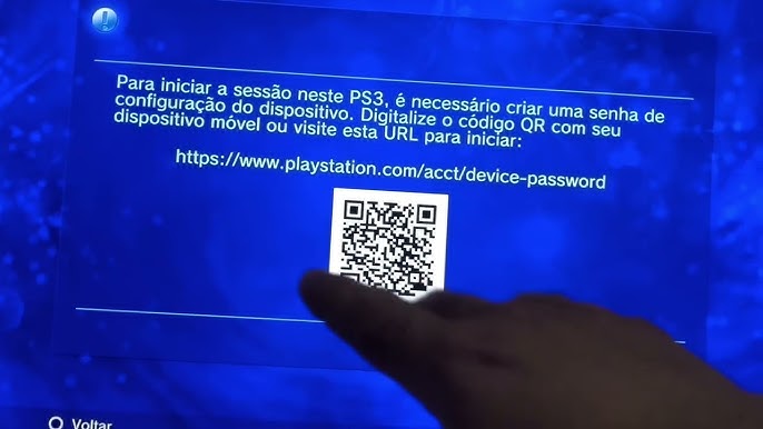 PS3 pedindo QR CODE  Senha de configuração do dispositivo [Passo