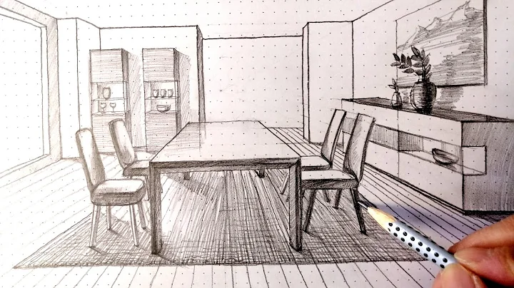 How to draw dining room in 1 point perspective