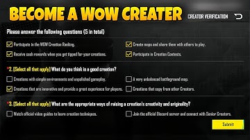 How To Become a WOW Creater In PUBG MOBILE | All Correct Answer | Wow Answers Questions
