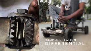 How to make Differential/used wastes parts/25cc engine power test #defferentiol#wheel#25cc #engine