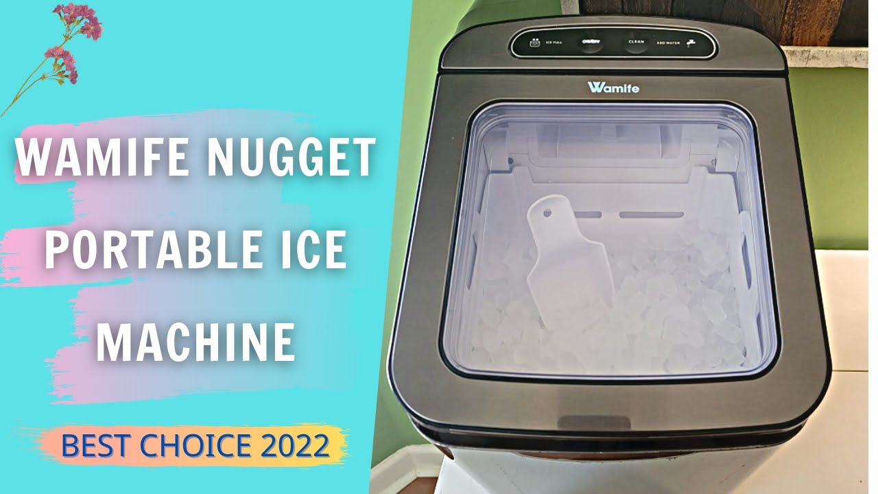  Wamife Nugget Ice Maker Countertop, Pebble Ice Maker Machine,  30lbs/Day, Auto/Manual Water Refill, Self-Cleaning, Stainless Steel Finish  Pellet Ice Maker with Ice Scoop & Basket (Black) : Appliances