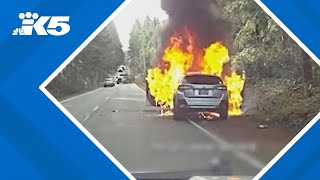 Kitsap County deputy helps save man and his dog from burning car