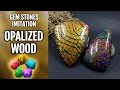 DIY Opalized Wood stone. Polymer Clay Realistic Gemstone imitation technique. VIDEO Tutorial!