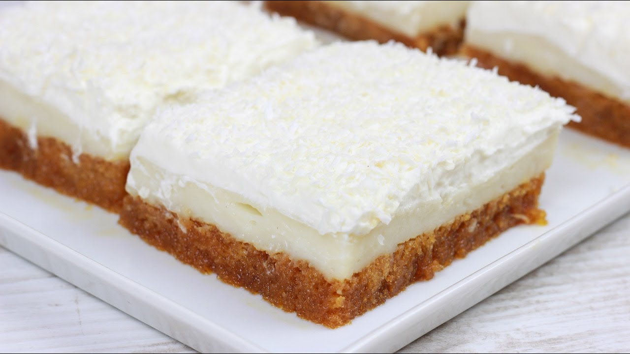 Puddingschnitten mit Kokos ohne Backen - Türkischer Zwiebackkuchen I Etimek  Tatlisi - YouTube