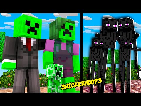 MINECRAFT FAMILIES | Creeper Zombie Enderman Skeleton Spider and Witch Family Move to my Village