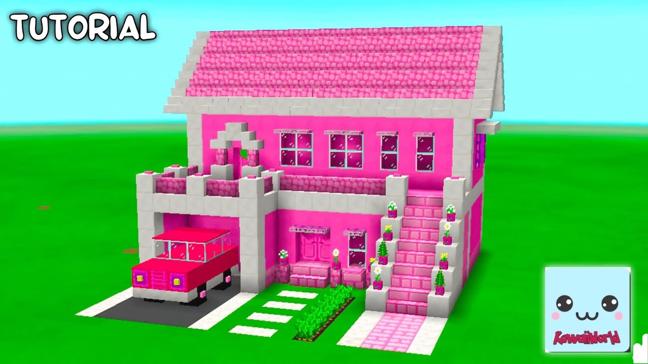 Kawaii world | make Pink House 2 floors with car garage ❤️