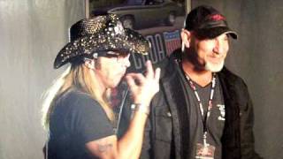 Famous Bill Goldberg and Bret Michaels backstage at Barrett Jackson Wealth