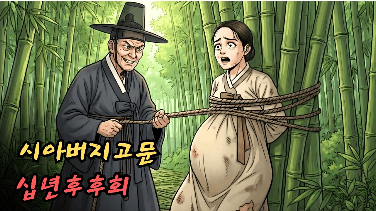 시아버지는 임신한 며느리를 대나무 숲의 나무에 묶어 고문했다. 10년 후, 며느리가 돌아오자 시아버지는 자신의 행동을 후회했다. | 민담 | 전설 | 설화 | 옛날이야기