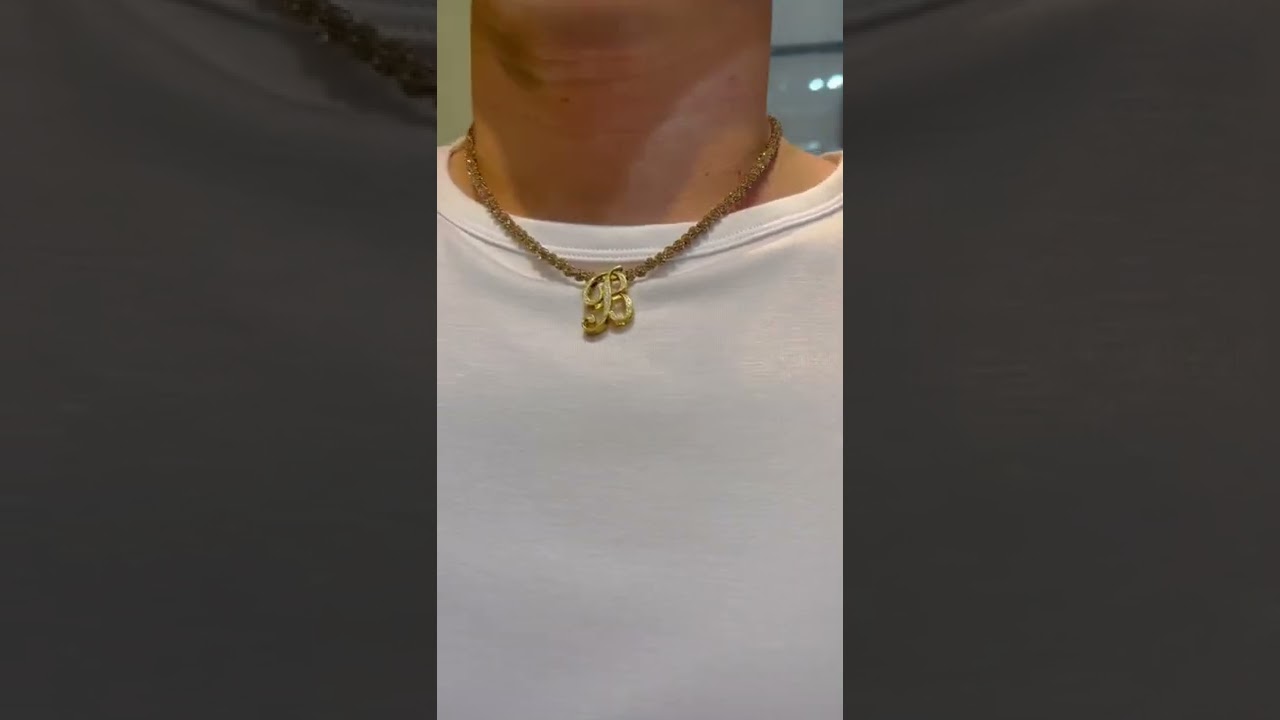 イニシャル「B」ゴールドネックレス | StoneJewelry
