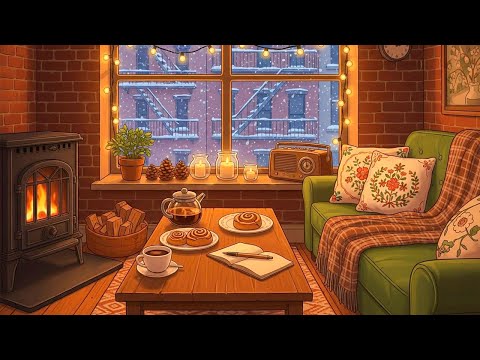 It S A Cozy Snowy Night In A 1950s New York Apartment With Oldies Playing In Another Room 