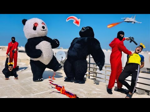 فيلم الغوريلا المسكينه وفيلم الباندا المتوحشه الباندا رمت الغوريلا من سطح المنزل الفيلم كامل
