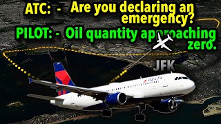 EMERGENCY Delta Airlines Airbus A320. Engine Oil Leak After Departure at JFK. REAL ATC