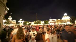Battling the crowds to get into Magic Kingdom at night.