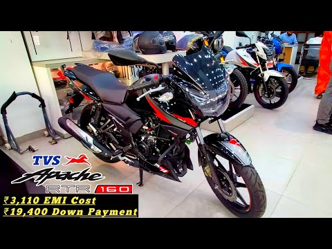 Tvs Apache RTR 160 2V Bs6 2.O😍Black Colour | Features Price EMI Cost Down Payment✔️Finance Details