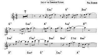 Paul Desmond Alto Saxophone Transcription on Wendy chords
