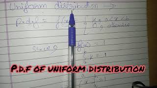 Probability density function of uniform distribution for Continuous random variable