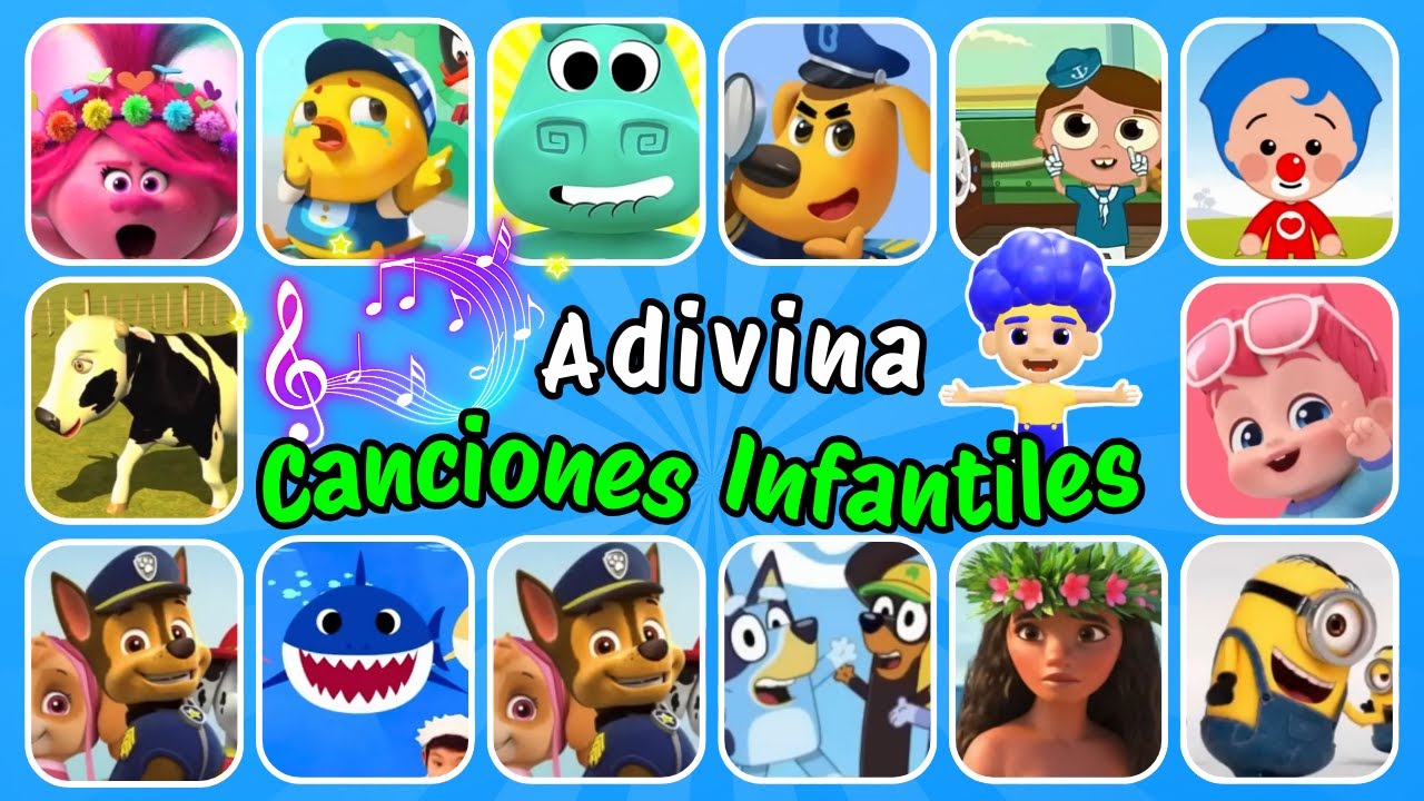 ¡Adivina CANCIONES INFANTILES #4🎶La Vaca Lola💙Mi Burro❤️¿Como se llama la Canción?🎵