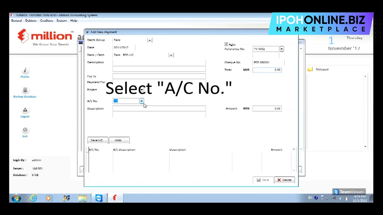 MILLION ACCOUNTING | How To Maintain Cash Book Payment By Bank | IPOHONLINE