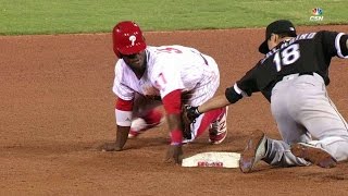 CWS@PHI: Herrera safely swipes second after challenge