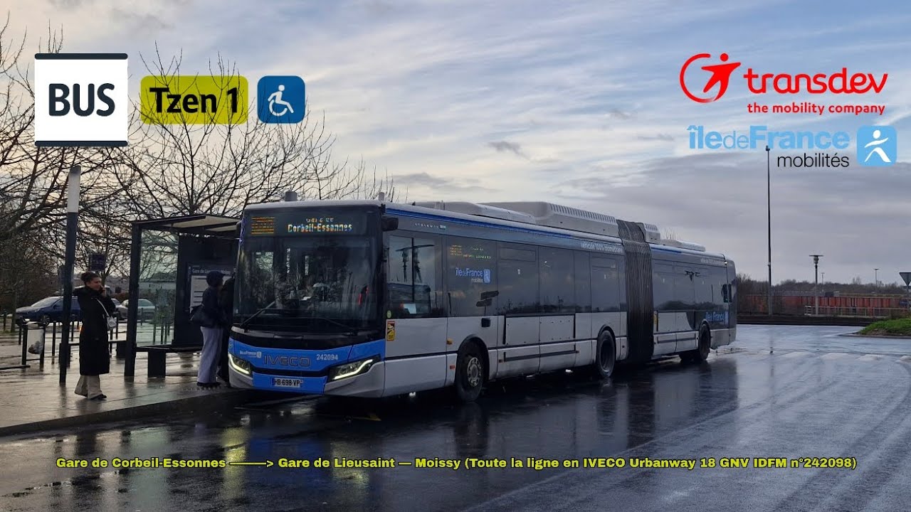 [Ligne Tzen 1 Transdev Sénart] Urbanway 18 GNV IDFM n°242098 – Corbeil-Essonnes à Lieusaint Moissy