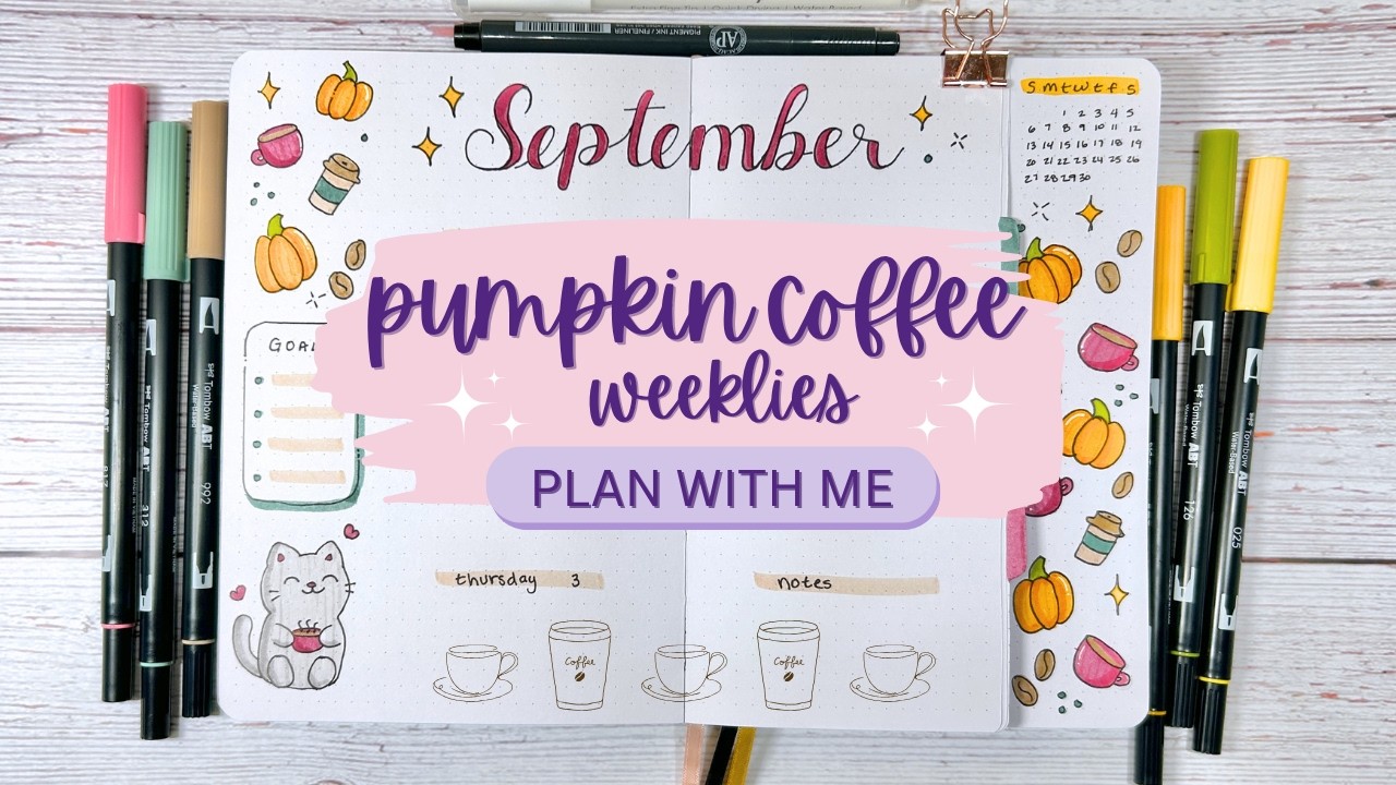 pumpkin coffee 🧡 september weeklies ☕️ dutch door bullet journal