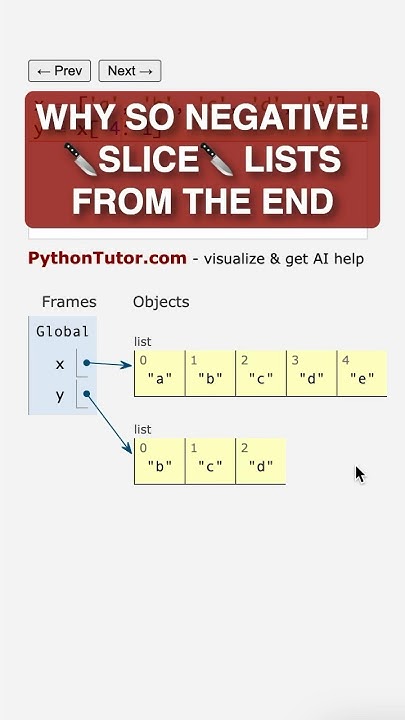don't be so NEGATIVE when slicing python lists - pythontutor.com - YouTube