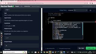 sum or add of 3 numbers | Hacker Rank  C++ Question | CodinG Department