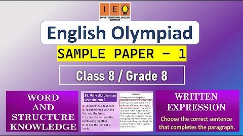 ENGLISH OLYMPIAD CLASS 8 MOCK TEST 1