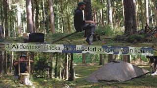 Drei einfache Outdoor- und Fieldcraft-Hacks.  - 🌲🔥 Three hacks down by Backpacker Wilderness 🪵 🪓 -