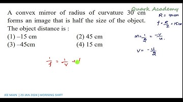 A convex mirror of radius of curvature 30 cm forms an image that is half the size of the | English