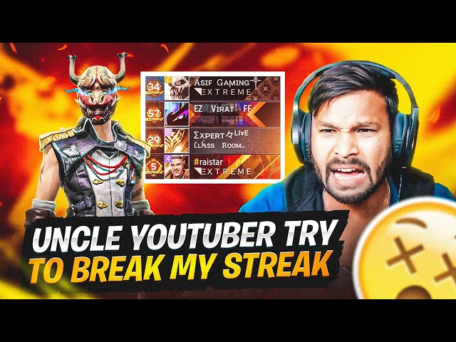 Angry Uncle Youtuber 🤬 Tried To Break My Streak In Region Top 1 Lobby 😱 Garena Free Fire class=