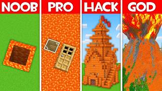 Minecraft Battle: LAVA HOUSE BUILD CHALLENGE - NOOB vs PRO vs HACKER vs GOD in Minecraft!