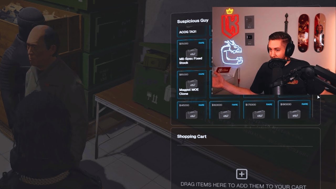 Чанг Ган покупает оружие и снаряжение на чёрном рынке.