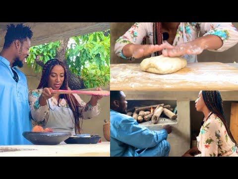 African husband tries his wife’s Homemade OUTDOOR HONEY BUTTER BISCUITS! Watch His Reaction! 