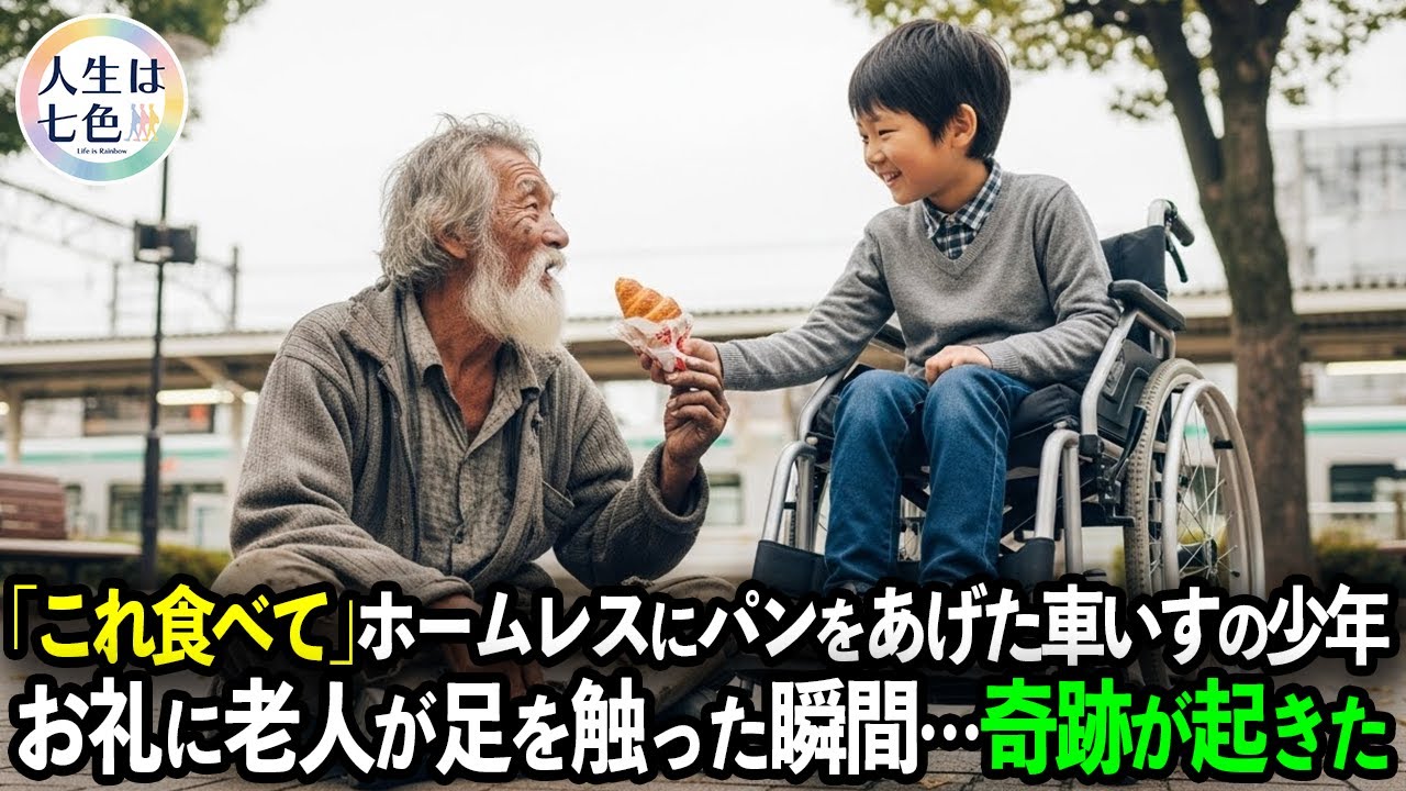 「これ食べて」車いすの少年がホームレスの老人にパンをあげると…動かなかったはずの少年の足に奇跡が起きた。【感動ストーリー】