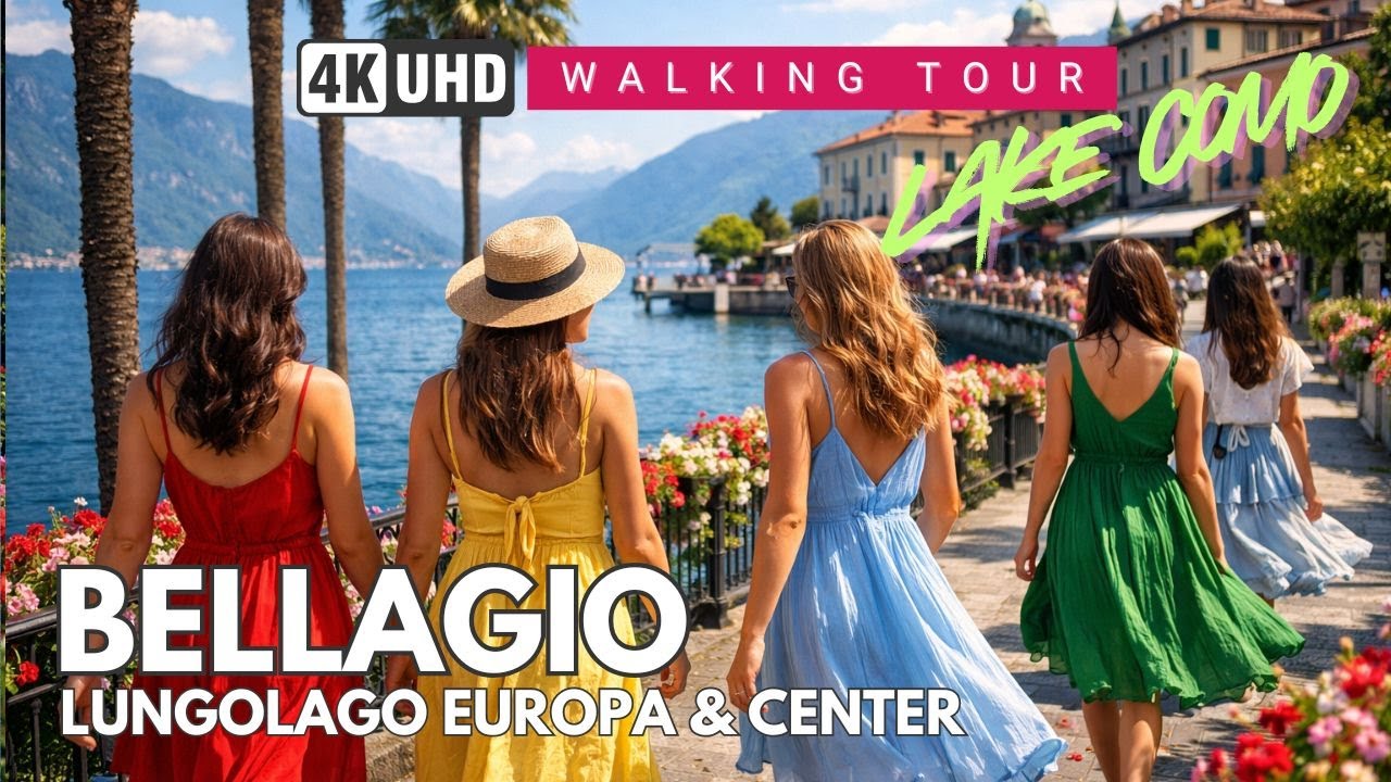 Bellagio City Walk 4K | Lake Como – Lungolago Europa & Historic Center Walking Tour Scenic Views UHD