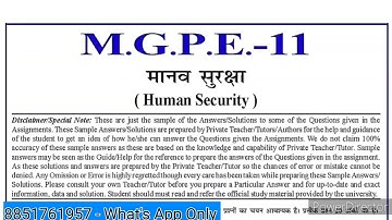 MGPE 011 Solved Assignment 2022-23 | MGPE 11 Solved Assignment 2022-23 In Hindi | MGPE 11 Assignment