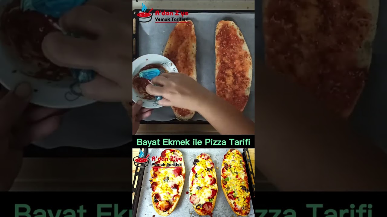 Bayat Ekmek ile Pizza Tarifi #yemektarifi #yemektarifivideoları #short #shorts #keşfet