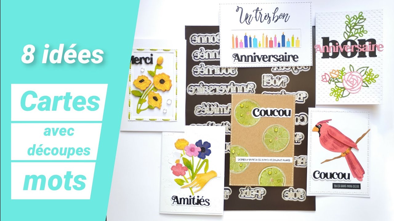 8 Idées cartes et astuces avec des dies découpe mots en français