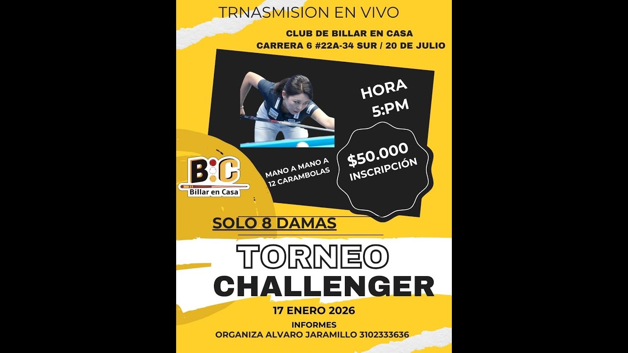 PARTIDA DE EXHIBICION Andres MUñoz vs Alvaro Jaramillo a 40  BILLAR EN CASA 2O DE JULIO