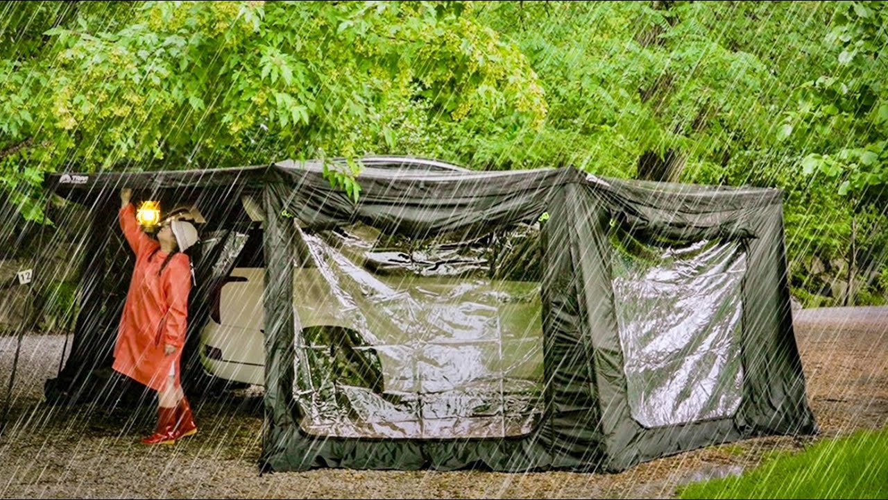 Открыто на 270 градусов и кемпинг в дождливый день 🌧️ уютный кемпинг Vlog