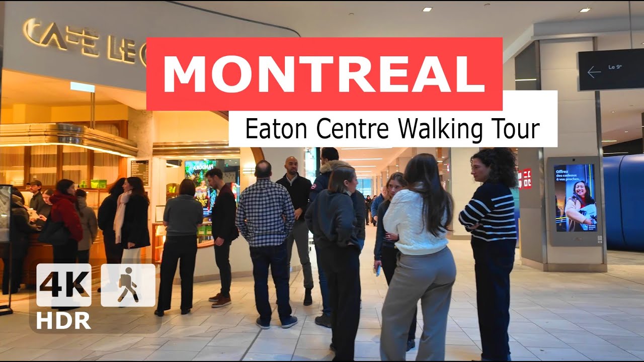 [ 4K ] Inside Montreal's Eaton Centre | Sainte-Catherine Street Winter Tour 🇨🇦