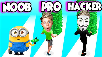 NOOB vs PRO vs HACKER in Money Run 3D!! Prezley