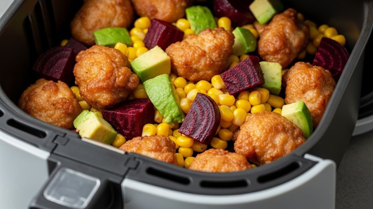 Рецепт курицы в аэрофритюрнице, куриное филе и свекла в одной кастрюле, вкусное и полезное блюдо,...